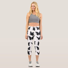 Schwarze Schmetterlinge Capri Leggings