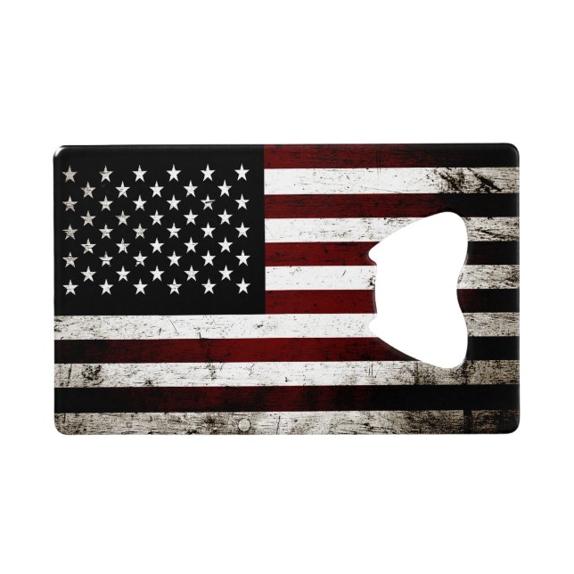 Schwarze Schmutz-amerikanische Flagge Geldkarten Flaschenöffner (Rückseite Horizontal)