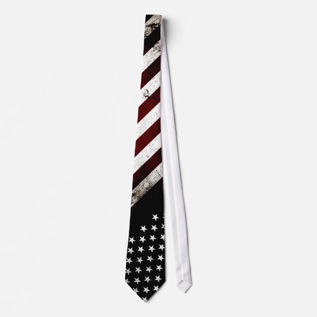 Schwarze Schmutz-amerikanische Flagge Krawatte (Vorderseite)