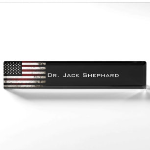 Schwarze Schmutz-amerikanische Flagge Namensplakette