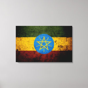 Schwarze Schmutz-Äthiopien-Flagge Leinwanddruck
