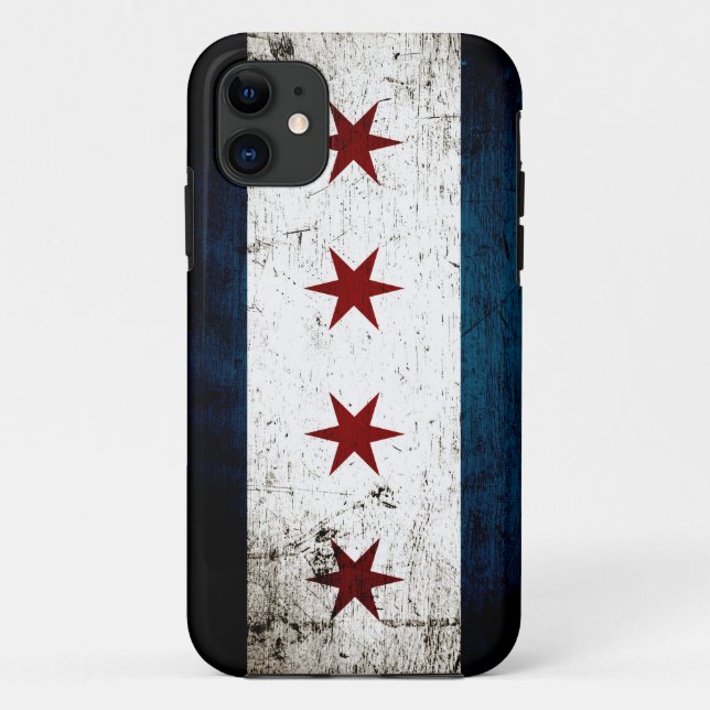 Schwarze Schmutz-Chicago-Flagge Case-Mate iPhone Hülle (Rückseite)