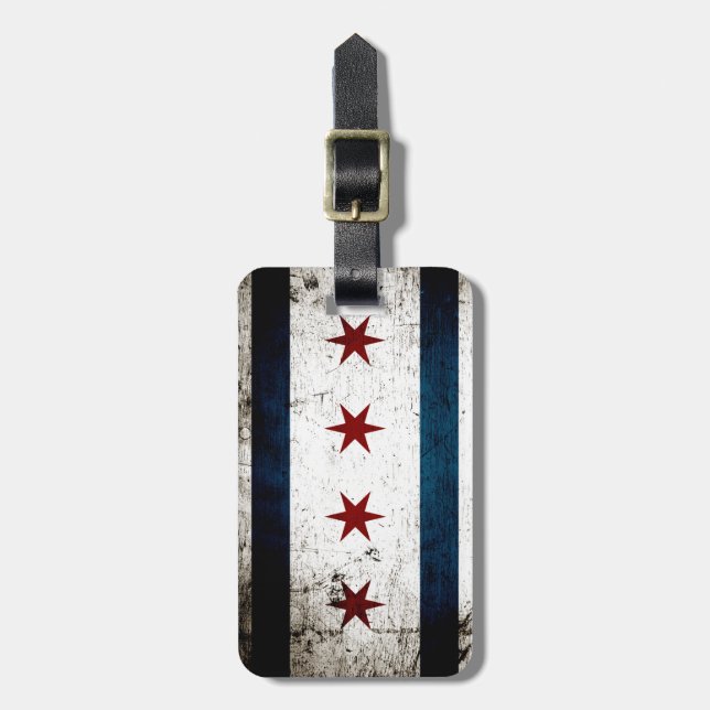 Schwarze Schmutz-Chicago-Flagge Gepäckanhänger (Vorderseite vertikal)