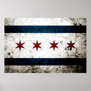 Schwarze Schmutz-Chicago-Flagge Poster