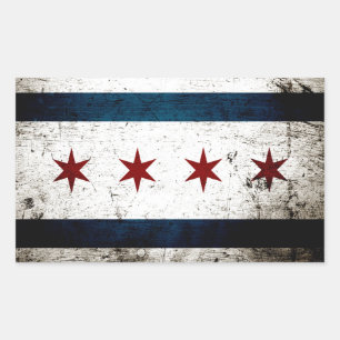 Schwarze Schmutz-Chicago-Flagge Rechteckiger Aufkleber