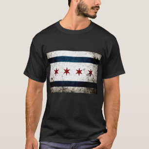 Schwarze Schmutz-Chicago-Flagge T-Shirt