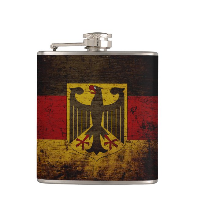 Schwarze Schmutz-Deutschland-Flagge Flachmann (Vorderseite)