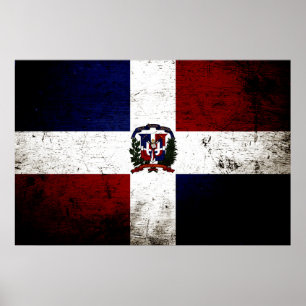 Schwarze Schmutz-Dominikanische Republik-Flagge Poster