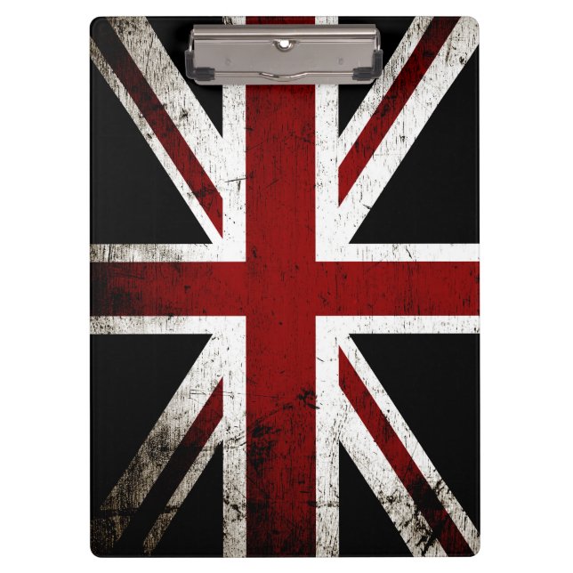 Schwarze Schmutz-England-Flagge 3 Klemmbrett (Vorderseite)