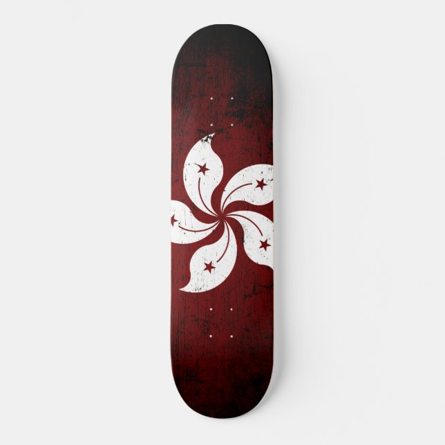 Schwarze Schmutz-Hong Kong-Flagge Skateboard (Vorderseite)