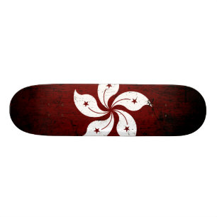 Schwarze Schmutz-Hong Kong-Flagge Skateboard