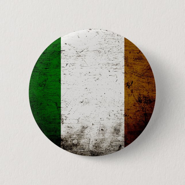 Schwarze Schmutz-Irland-Flagge Button (Vorderseite)