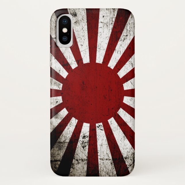 Schwarze Schmutz-Japan-aufgehende Sonne-Flagge Case-Mate iPhone Hülle (Rückseite)
