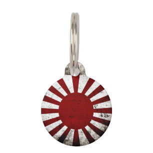 Schwarze Schmutz-Japan-aufgehende Sonne-Flagge Haustiermarke