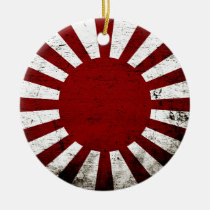 Schwarze Schmutz-Japan-aufgehende Sonne-Flagge Keramik Ornament