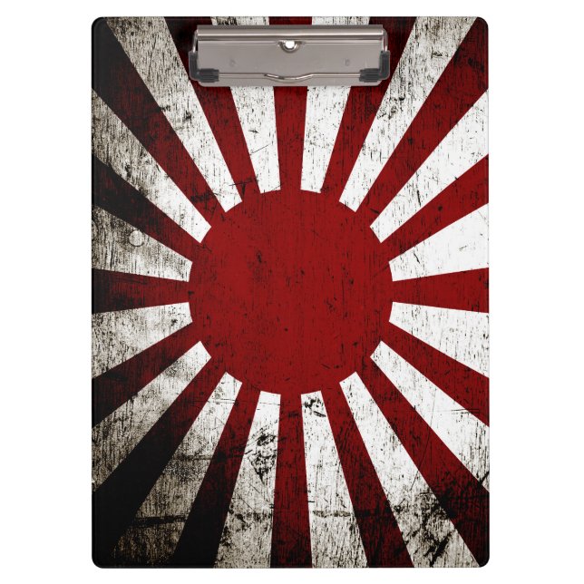 Schwarze Schmutz-Japan-aufgehende Sonne-Flagge Klemmbrett (Vorderseite)
