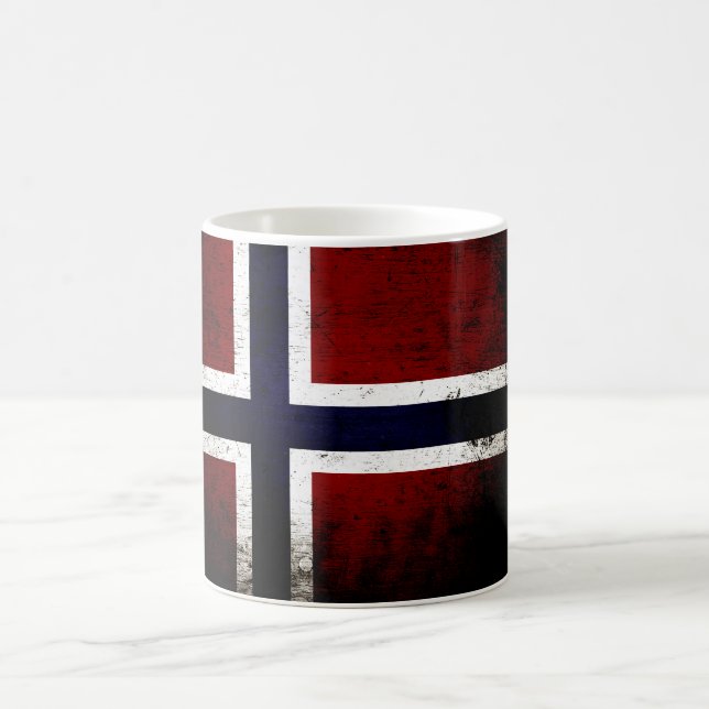 Schwarze Schmutz-Norwegen-Flagge Kaffeetasse (Mittel)