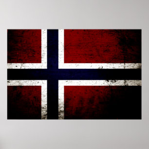 Schwarze Schmutz-Norwegen-Flagge Poster