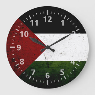 Schwarze Schmutz-Palästina-Flagge Große Wanduhr