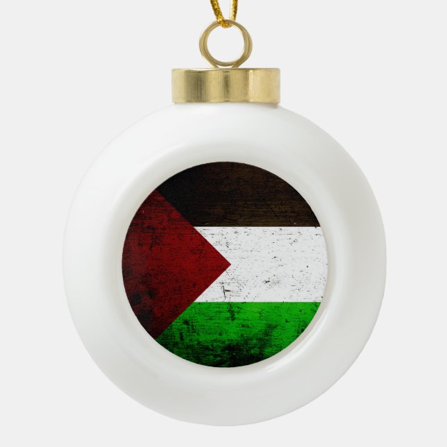 Schwarze Schmutz-Palästina-Flagge Keramik Kugel-Ornament (Vorderseite)