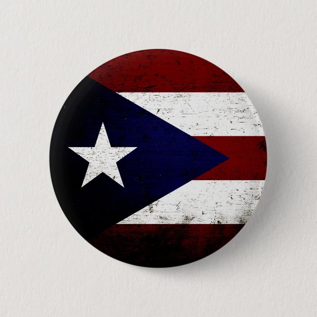 Schwarze Schmutz-Puerto- Ricoflagge Button (Vorderseite)