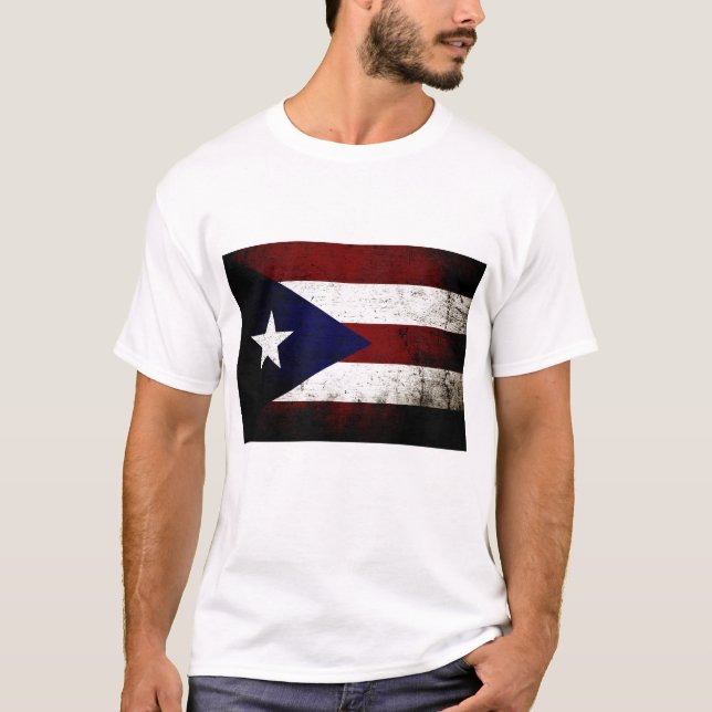Schwarze Schmutz-Puerto- Ricoflagge T-Shirt (Vorderseite)