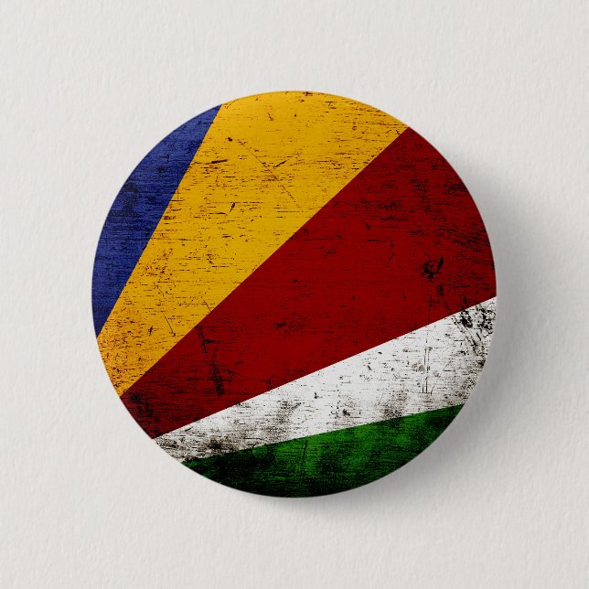 Schwarze Schmutz-Seychellen-Flagge Button (Vorderseite)