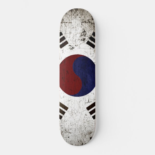 Schwarze Schmutz-Südkorea-Flagge Skateboard (Vorderseite)
