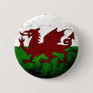 Schwarze Schmutz-Wales-Flagge Button