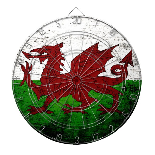 Schwarze Schmutz-Wales-Flagge Dartscheibe (vorne)