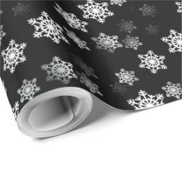 Schwarze Schnee-Flocken-Mitternachtsaufregungen Geschenkpapier