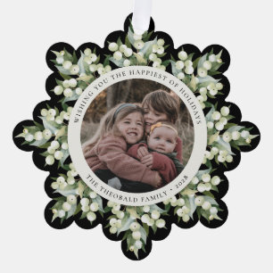 Schwarze Schneebeere+Grüne Weihnachtsdekoration Pa Ornament Karte