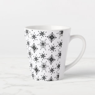 Schwarze Schneeflocken Geometrie Bubble Winter Pat Milchtasse
