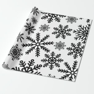 Schwarze Schneeflocken Geschenkpapier