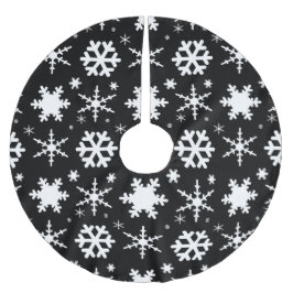 Schwarze Schneeflocken Polyester Weihnachtsbaumdecke