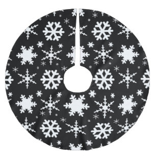 Schwarze Schneeflocken Polyester Weihnachtsbaumdecke