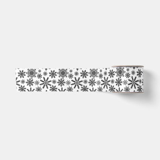 Schwarze Schneeflocken Satinband