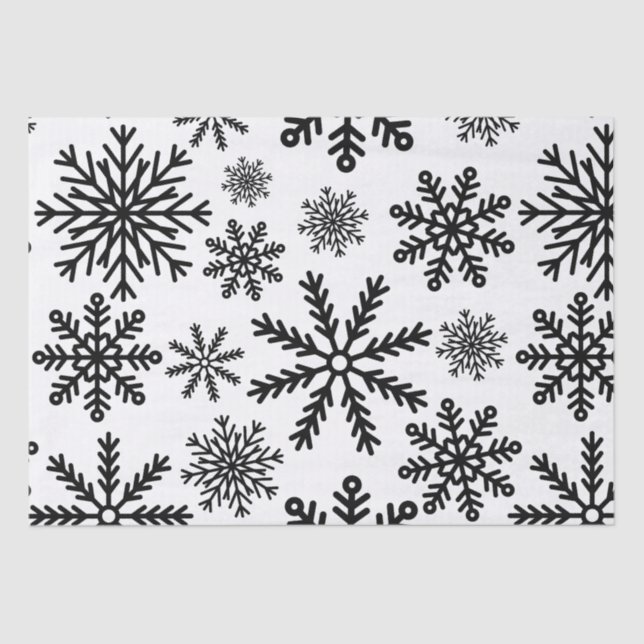 Schwarze Schneeflocken Seidenpapier (Vorderseite)