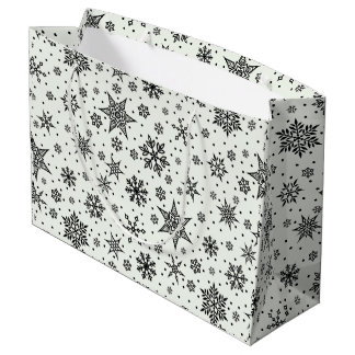 Schwarze Schneeflocken Weihnachtsmuster Große Gesc Geschenktüte