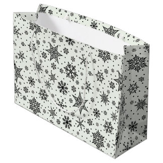 Schwarze Schneeflocken Weihnachtsmuster Große Gesc Große Geschenktüte