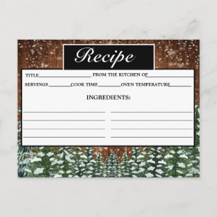 Schwarze Schneeholz- und Waldkiefern-Rezeptkarte Postkarte