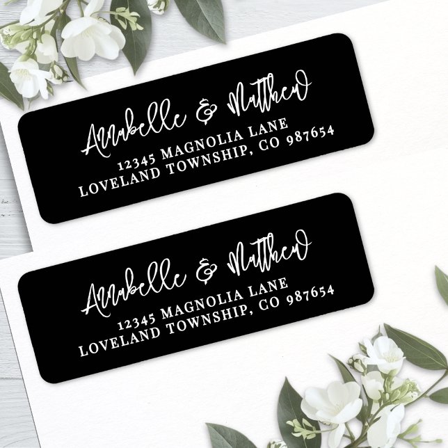 Schwarze Schrift Einfache Rücksendeadresse (Black Script Simple Return Address Label )