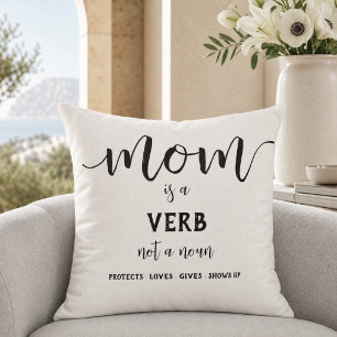 Schwarze Schrift Mama ist ein Verb Mutterschaft Zi Kissen