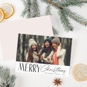 Schwarze Schrift Weihnachtsfotokarte Feiertagskarte