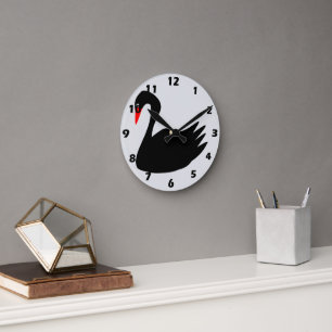 Schwarze Schwan Design Runde Wanduhr