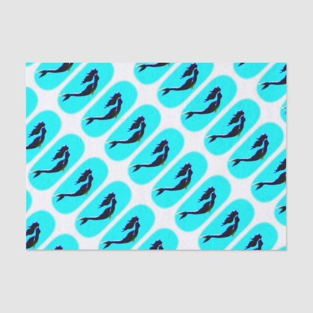 schwarze schwimmende Meerjungfrauen Seidenpapier (Vorderseite)