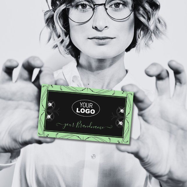 Schwarze Seite Grün Schmuckstücher für Ornamente L Visitenkarte (Von Creator hochgeladen)