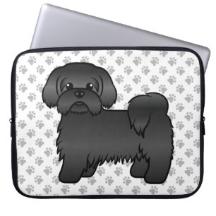 Schwarze Shih Tzu Niedlicher Cartoon Dog Illustrat Laptopschutzhülle