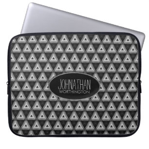 Schwarze silberne Azteken-Dreiecke Muster Laptop-H Laptopschutzhülle