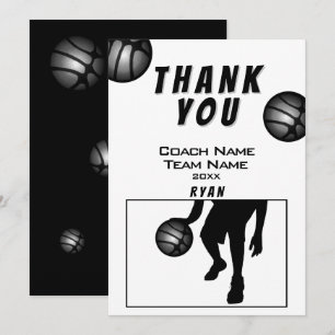Schwarze silberne Basketball Dankeschön Trainer Ka Dankeskarte